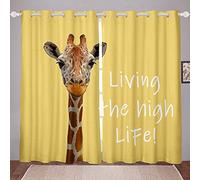 richhome Animal Windows Drapes Kids Boys Girls,African Savanna Wildlife Home Decor Curtains for Living Room,Lovely Giraffe Window Drapes 46Wx72L Inches Set of 2 Panels