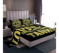 richhome Army Tank Bed Sheets Set Double Size Kids Military Army Fitted Sheet with Deep Pocket for Boys Girls Teens Green Tank Bedding Set Breathable Tank Lover's Gift Bedroom Decor Bedclothes