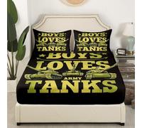 richhome Army Tank Fitted Sheet King Size Kids Military Army Bed Sheets Set for Boys Girls Teens Green Tank Bedding Set Breathable Tank Lover's Gift Bedroom Decor