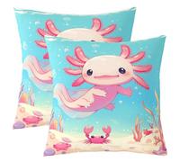 richhome Axolotl Throw Pillow Covers Pink Cartoon Axolotl Pillow Covers for Home Sofa Bed Couch for Kids Boys Girls Ocean Life Cushion Covers Coastal Animal Pillowcases, 60x60cm Set of 1