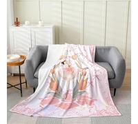 richhome Ballet Girls Flannel Blanket Plush Fuzzy Princess Fleece Throw Blanket for Boys Girls Bows Floral Plush Lightweight Sofa Throw Love Gymnastics Double 60x79Inch Pale Pink Green for Bed Couch