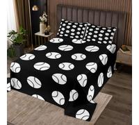 richhome Baseball Pattern Bedspread 2 Pieces Single Size Ball Sports Coverlet Set Soft Cozy Baseball Gaming Lightweight Quilted Coverlet for All Season With 1 Pillowcase