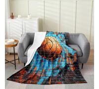 richhome Basketball Lover Gift Flannel Fleece Throw Blanket Graffiti Basketball 40x50Inch Hippie Graffiti Fleece Throw Blanket for Kids Street Culture for Bed Couch Chair Living Room Bedroom Decor