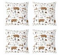 richhome Bear Decor Pillowcase Tollder Deer Hunting Throw Pillow Covers 45x45cm Set of 4 For Boys Farmhouse Mushroom Rabbit Indoor Outdoor Bird Cabin White Cushion Case