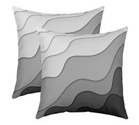 richhome Black Grey Pillow Cover 22x22 Inch Abstract Sea Waves Flag Pattern Decorative Cushion Cover Reversible Print Simple Design Square Throw Pillowcase for Kids Bedroom Decor