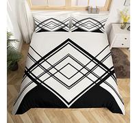 richhome Black White Grid Duvet Cover Double Size 3 Pcs Modern Geometric Buffalo Plaid Print Bedding Set for Teens Men Women Simple Monochrome Stripes Decor Comforter Cover with 2 Pillowcases