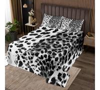 richhome Black White Leopard Print Bedspread Single Size Kids Cheetah Coverlet Set for Boys Girls Teens Animal Print Quilted Coverlet Breathable Safari Bedroom Decor