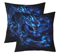 richhome Blue Black Dragon Throw Pillow Covers Set of 1 40x40cm Kids Western Dragon Reversible Cushion Case for Boys Girls Teens Fantasy Theme Pillowcases for Sofa Couch Bed Magic Wildlife