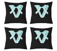 richhome Blue Bow Throw Pillow Covers Set of 4 Gifts for Women Girl,Decor Pillowcase Initial V Cushion Covers for Sofa Couch Bed Modern Art Cushion Case Personalized Letter V Home Decor 45x45cm