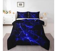 richhome Blue CorlBlack Kids Duvet Set King Size Lightning Bedding Set Geometric Duvet Quilt for Kids Boys Girls Bedroom Modern Abstract Art Decor Luxury Microfiber Ultra Soft Breathable