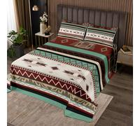 richhome Boho Bedspread King Size Kids Southwestern Native Aztec Quilted Coverlet for Boys Girls Teens Southwest Native American Design Coverlet Set Cerulean Blue