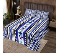 richhome Boho Bedspread Quilts Southwest Native American Design Coverlet Set Double Size for Boys Girls Geometric Patterns Quilted Coverlet for All Season With 2 Pillowcases Modern Art Striped Designs
