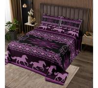richhome Boho Bedspread Single Size Kids Southwestern Native Aztec Quilted Coverlet for Boys Girls Teens Southwest Native American Design Coverlet Set Purple