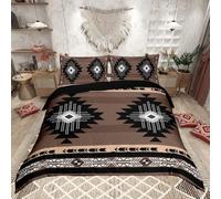 richhome Boho Duvet Cover Double Size Southwestern Native Aztec Bedding Set Indian Tribal Retro Exotic Boho Comforter Cover Set Dark Grey