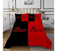 richhome Boys Girls Cowboy and Cowgirls Coverlet Set King Size, King and Double Bedspread Kids Mr and Mrs Quilted Coverlet Couple Lover Teens Bedroom Decor With 2 Pillow Case
