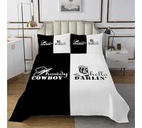 richhome Boys Girls Mr and Mrs Bedspread King Size, Howdy Cowboy & Hello Darlin Coverlet Set Kids Couple Lover Quilted Coverlet Valentine Presents Teens Bedroom Decor 3Pcs