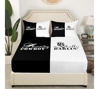 richhome Boys Girls Mr and Mrs Fitted Sheet Double Size, Howdy Cowboy & Hello Darlin Bed Sheet Set Kids Couple Lover Bedding Set Valentine Presents Teens Bedroom Decor Bed Set 3Pcs (No TOP Sheet)