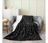 richhome Bright Black Leopard Flannel Blanket Plush Fuzzy Cheetah Fleece Throw Blanket for Boys Girls Animal Print Plush Sofa Throw Leopard Fur Print Single 50x60Inch Safari for Bed Couch Chair