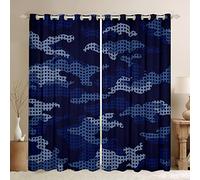 richhome Camo Curtains,Navy Blue Camouflage Window Curtains For Boys Girls Teens,Abstract Art Window Treatment Home Decor,Wave Point Darkening Drapes For Living Room Bedroom,66Wx72L