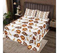 richhome Cartoon Lion Bedspread King Size African Warthog Meerkat Coverlet Set for Kids Boys Girls Decor Wild Animal Jungle Wildlife Tropical Nature Quilted Coverlet Room Decor