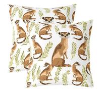 richhome Cartoon Meerkat Cushion Case Wild Animal Throw Pillow Covers 45x45cm Set of 4 Soft for Kids Boys Girls Decor Jungle Wildlife Tropical Leaves Nature Decor Pillowcases Room Decor