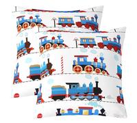 richhome Cartoon Vintage Train Throw Pillow Covers 45x45cm Set of 4 Kids Steam Engine Railway Transportation Cushion Case for Boys Girls Kawaii Retro Vehicle Locomotive Car Decor Pillowcase Home Decor
