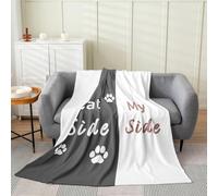 richhome Cat Flannel Blanket Plush Fuzzy Cat Lover Gift Fleece Throw Blanket for Boys Girls Gray White Plush Lightweight Sofa Throw Cute Kitten Paws Double 60x79Inch Funny for Bed Couch Chair