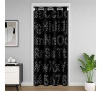 richhome Checkered Alphabet Number Door Curtain for Doorway Privacy Black Grey Plaid for Bedroom Living Room Geometric ABC Room Divider Curtain 86x203cm Modern Simple Darkening Blackout Home Decor