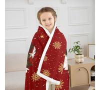 richhome Christmas Black Girl Throw Blanket African Angle Soft Fleece Sherpa Cozy Fuzzy Plush Warm Merry Christmas Fuzzy Plush Throw Snowflake Baby 30x40Inch Afro American for Bed Couch Living Room