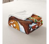 richhome Christmas Decorations Throw Blanket Gingerbread Soft Fleece Sherpa Cozy Fuzzy Plush Warm Snow Fuzzy Plush Throw Merry Christmas Double 60x79Inch for Bed Couch Living Room