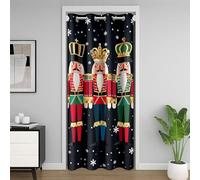 richhome Christmas Nutcracker Door Curtain for Doorway Window 150x203cm Nutcrackers Cartoon Soldier Thermal Insulated Temporary Room Dividers Xmas Snowflake Closet Cover Christmas Winter Xmas