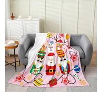 richhome Christmas Plush Throw Blanket The Nutcracker Flannel Blanket Queen 90x90Inch Santa Claus All Season Cute Deer for Couch Bed Sofa Bedroom Decor
