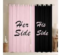richhome Couple Blackout Curtains Women Men Lover Darkening Drapes for Bedroom Living Room Black Pink Thermal Insulated Shades Valentine's Day Window Treatments 2 Panels W66*L90 Romantic Love
