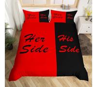 richhome Couple Duvet Cover King Size Women Men Lover Bedding Set for Boys Girls Black and Red Comforter Cover Valentine's Day Bedroom Decor 3Pcs Romantic Love With 2 Pillowcases