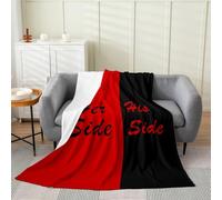 richhome Couple Flannel Blanket Plush Fuzzy Women Men Lover Fleece Throw Blanket for Boys Girls Black and Red Plush Sofa Throw Valentine's Day Single 50x60Inch Romantic Love for Bed Couch Chair