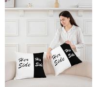 richhome Couple Throw Pillow Covers Set of 2 Women Men Lover Cushion Case Black and White Decor Pillowcase Valentine's Day Indoor Outdoor Romantic Love Super Soft 50x50cm