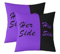 richhome Couple Throw Pillow Covers Set of 2 Women Men Lover Decorative Pillowcase Black and Purple Cushion Covers for Sofa Couch Bed Valentine's Day Cushion Case Romantic Love Home Decor 50x50cm