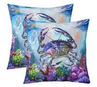 richhome Crab Cushion Case,Marine life Sealife Throw Pillow Covers 50x50cm Set of 4,for Sofa Couch Bed Chair Car Sea Creatures Bedroom Home Decor,Summer Ocean Marine Underwater Animal Pattern