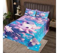 richhome Cute Axolotl Bedspread Pink Axolotl Bedspread for Kids Boys Girls Cherry Blossom Coverlet Set Beach Coastal Animal Quilted Bedroom Collection 2Pcs Single Size