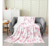 richhome Cute Axolotl Plush Throw Blanket Cartoon Animal Flannel Blanket Double 60x79Inch Love Pattern Pink All Season for Couch Bed Sofa Bedroom Decor
