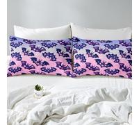 richhome Cute Bat Bed Sheets Set King Size Halloween Bed Set for Kids Boys Girls Floral Flower Deep Pocket Fitted Sheet Breathable Soft Lightweight Microfiber