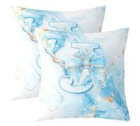 richhome Cute Blue White Bow Throw Pillow Covers Set of 2 Bow Knot Decorative Pillowcase Kawaii Cushion Covers for Sofa Couch Bed Princess Bowknot Cushion Case Home Decor 50 x 50cm