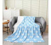 richhome Cute Bow Fleece Throw Blanket Galaxy Polka Dots Flannel Blanket Plush Fuzzy Blue and White for Bed Couch Chair Living Room 40x50Inch Bedroom Decor