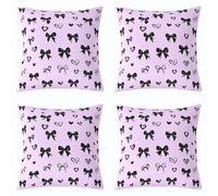 richhome Cute Bowknot Throw Pillow Covers Set of 4 45x45cm Black Bow Cushion Case for Kids Teens Adults Kawaii Purple Decor Pillowcase Princess Room Decor