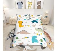 richhome Cute Dinosaur Bedding Set Single Size Cartoon Cactus Duvet Cover Set Jungle Dinosaur Bohemian Flesh Wildlife Pattern Yellow Grey Comforter Cover