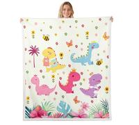richhome Cute Dinosaur Fleece Throw Blanket Princess Dinosaur Sherpa Blanket for Kids Women Men Plush Fuzzy Cartoon Floral Baby 30x40Inch Wild Animal for Bed Couch Chair Living Room Bedroom Decor