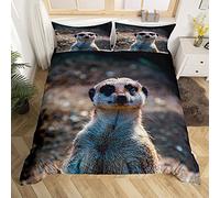 richhome Cute Meerkat Bedding Set Single,3D Wild Animals Duvet Cover Lovely Animals Bed Comforter Cover Set for Kids Boys Girls,Funny Meerkat Printed Bedding Quilt Cover Set Decorative 2 Pc