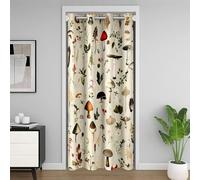 richhome Cute Mushroom Closet Cover 106x203cm Kids Mushrooms Room Divider Curtain Cover for Boys Natural Wild Fungus Floral Botanic Khaki Door Curtain for Doorway Privacy 30%-50% Blackout Shades