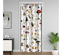 richhome Cute Mushroom Closet Cover 132x203cm Kids Mushrooms Room Divider Curtain Cover for Boys Natural Wild Fungus Floral Botanic Green Door Curtain for Doorway Privacy 30%-50% Blackout Shades