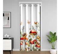 richhome Cute Mushroom Closet Cover 86x203cm Kids Cartoon Mushrooms Room Divider Curtain Cover Kawaii Fungus Butterfly Botanic Red White Door Curtain for Doorway Privacy 30%-50% Blackout Shades